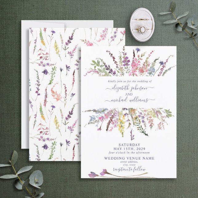 Invitation Fleur sauvage tendance Aquarelle Floral Mariage (Créateur téléchargé)