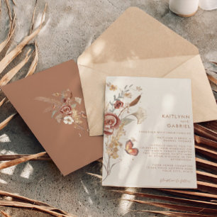 Invitation Fleur sauvage Terracotta Floral Aquarelle Mariage