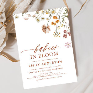 Invitation Fleur sauvage Twins Baby in Bloom Baby shower