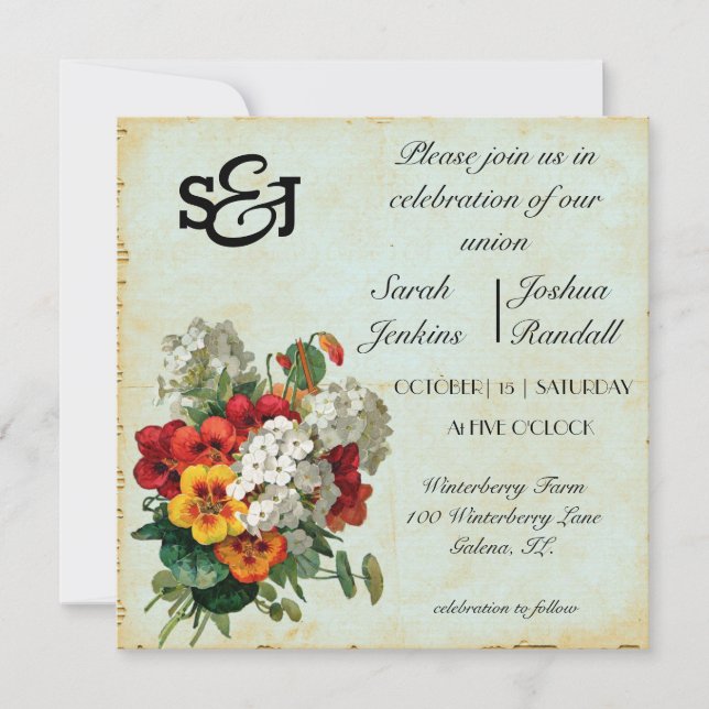 Invitation Fleur sauvage vintage Bouquet (Devant)