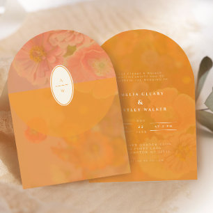 Invitation Fleur sauvage vintage Pink Poppy Mariage Monogramm