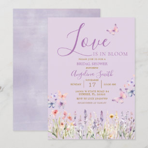 Invitation Fleur sauvage violet   papillon Fête des mariées