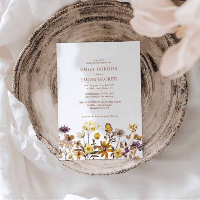 Invitation Fleur sauvage Whimsical Boho Mariage (Créateur téléchargé)