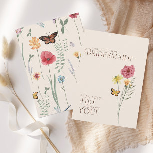 Invitation Fleur sauvage Whimsical Butterfly Bridesmaid Propo