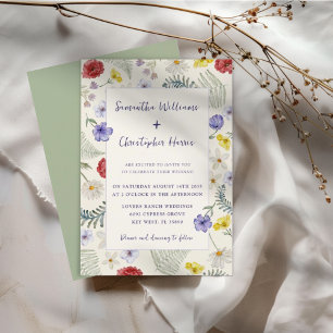 Invitation Fleur sauvage Whimsical Ecru & Sage Mariage