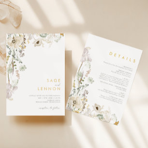 Invitation Fleur sauvage Whimsical Pré tout en un Mariage