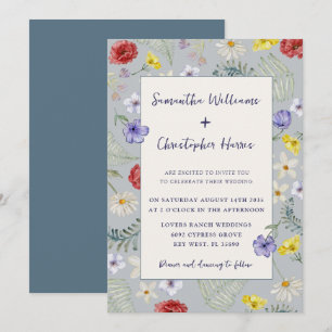 Invitation Fleur sauvage Whimsy Dusty Blue Mariage