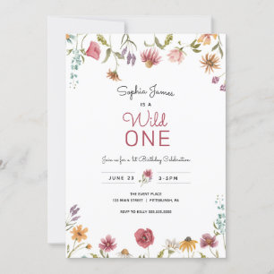 Invitation Fleur sauvage Wild One Premier anniversaire