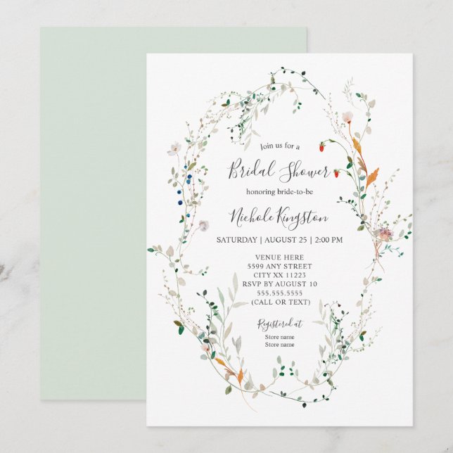 Invitation fleur sauvage Wreath Bridal Show (Devant / Derrière)