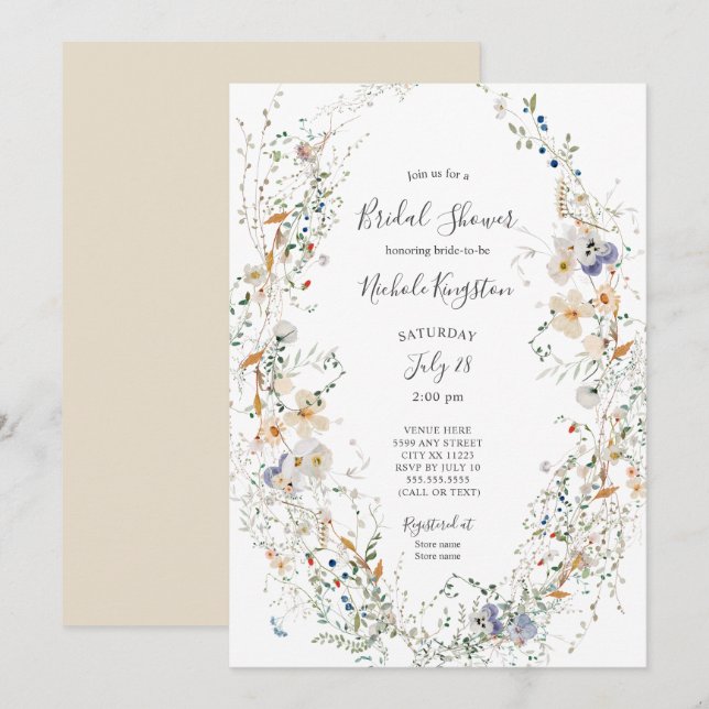 Invitation fleur sauvage Wreath Bridal Show (Devant / Derrière)