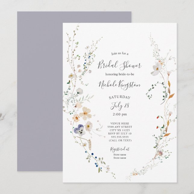 Invitation fleur sauvage Wreath Bridal Show (Devant / Derrière)