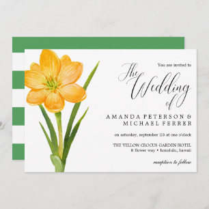 Invitation Fleur tendance Crocus Jaune mariage rustique