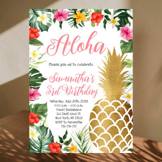 Invitation Fleur tropicale Aloha Anniversaire Luau Hawaiian P