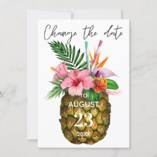 Invitation Fleur tropicale hawaïenne Changer la date d'ananas