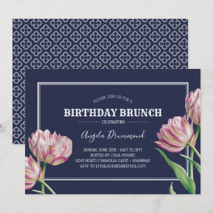 Invitation Fleur Tulip Anniversaire Brunch Bleu
