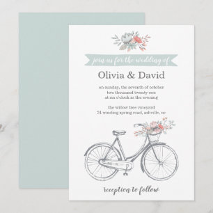 Invitation Fleur Vélo Romantique Printemps Jardin Mariage