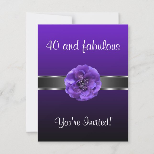 Invitation Fleur violet Argent Fabuleux 40e (Devant)