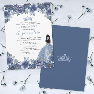 Invitation Fleurie Bleue pour Quinceañera