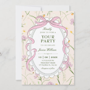 Invitation Fleurie douce vintage