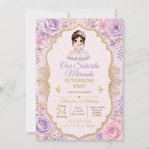 Invitation Fleurie Lavande pour le Premier Anniver