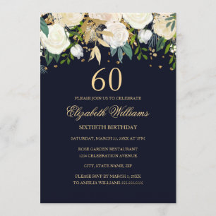 Invitation Fleurie Navale Or pour les 60 ans