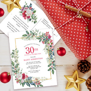 Invitation Fleurie Rose Blanche Holly 30ème