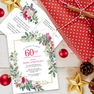 Invitation Fleurie Rose Blanche Holly 60ème