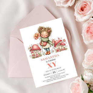 Invitation Fleurie Rose pour les 8 ans de la Fée D