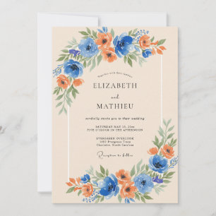 Invitation Fleurissement de Fleur d'Oranger Bleu de Mariage
