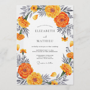 Invitation Fleurissement de Souci Orange Mariage Romantique