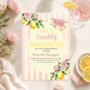 Invitation Fleuriste Fraîchement Diplômé Rayure de Citron Dip