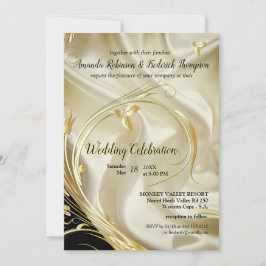 Invitation Fleurs Abstraites d'argent ou d'or sur - Silk & Ar