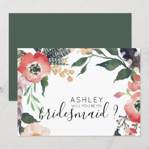 Invitation Fleurs Aquarelle Veux-Tu Être Ma Demoiselle D'Honn