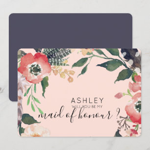 Invitation Fleurs Aquarelle Veux-Tu Être Ma Demoiselle D'Honn