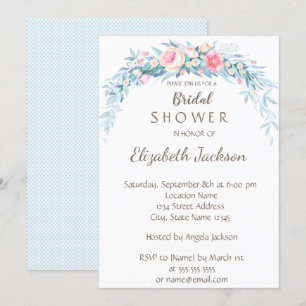 Invitation Fleurs aquarelles points polka   douche de mariée