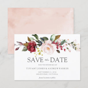 Invitation Fleurs aquarelles rose blush Save The Date