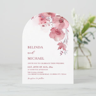 Invitation Fleurs aquarelles rose poussiéreux Mariage blanc a