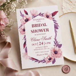 Invitation Fleurs aquarelles roses et violettes Mariage Showe