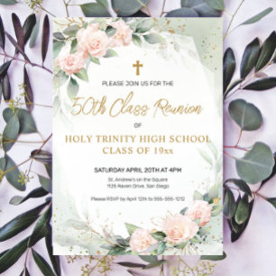 Invitation Fleurs aquarelles roses Réunion de classe religieu