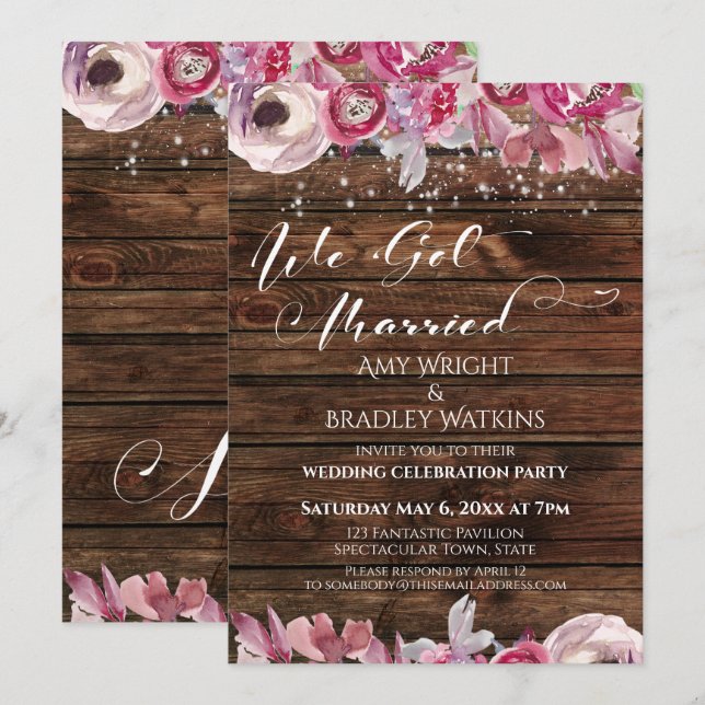 Invitation Fleurs aquarelles rustiques & lumières Nous sommes (Devant / Derrière)