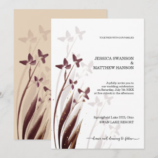 Invitation Fleurs aquarelles sauvages et tachées de vin