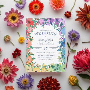 Invitation Fleurs arc-en-ciel rétro Mariage gay lesbien