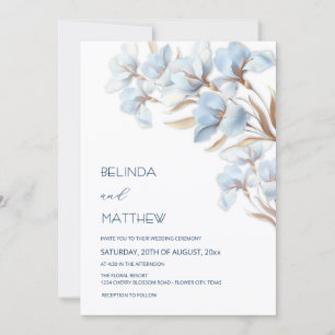 Invitation Fleurs Artistiques Or Bleu