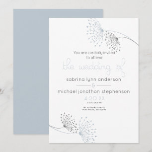 Invitation Fleurs au charbon de bois et bleu à duvet minimal