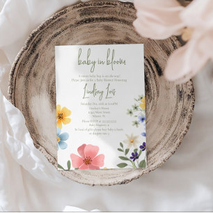 Invitation Fleurs Baby in Bloom pour une Baby Shower