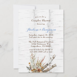 Invitation Fleurs Bibouleau Blanc Couples Douche