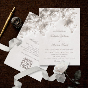 Invitation Fleurs blanches 3D Mariage vintage