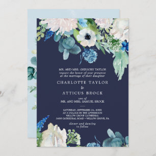 Invitation Fleurs blanches classiques Mariage traditionnel