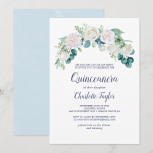 Invitation Fleurs blanches classiques Quinceañera