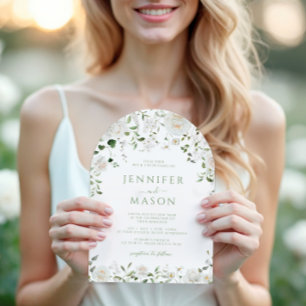Invitation Fleurs blanches de eucalyptus rose pivoine Mariage